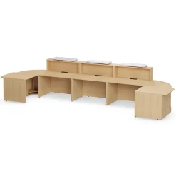 Holloway Triple Reception Desk w/ 2 Curved and ADA Returns – 204.5”Wx63”D