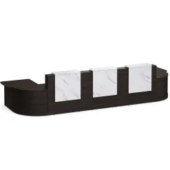 Holloway Triple Reception Desk w/ 2 Curved and ADA Returns – 204.5”Wx63”D