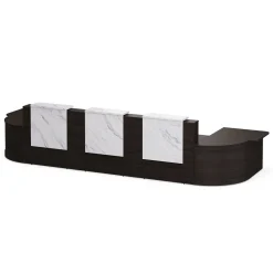 Holloway Triple Reception Desk w/ 2 Curved and ADA Returns – 204.5”Wx63”D