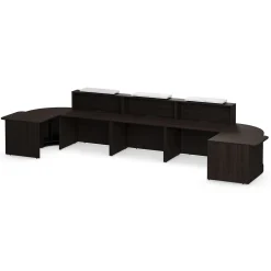 Holloway Triple Reception Desk w/ 2 Curved and ADA Returns – 204.5”Wx63”D