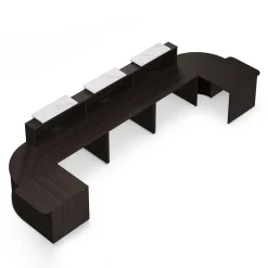 Holloway Triple Reception Desk w/ 2 Curved and ADA Returns – 204.5”Wx63”D