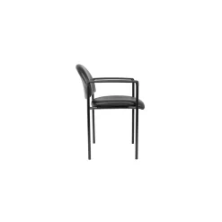 Hume Contemporary Vinyl Stack Chair with Arms and Steel Frame