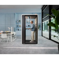 Hush Free S Privacy Booth with Adjustable Sit-Stand Workstation
