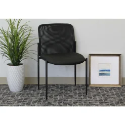 Hydra Armless Mesh Stacking Guest Chair with Steel Frame and Waterfall Seat