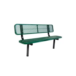 In-Ground Mount Diamond Pattern Steel Bench - 8'W