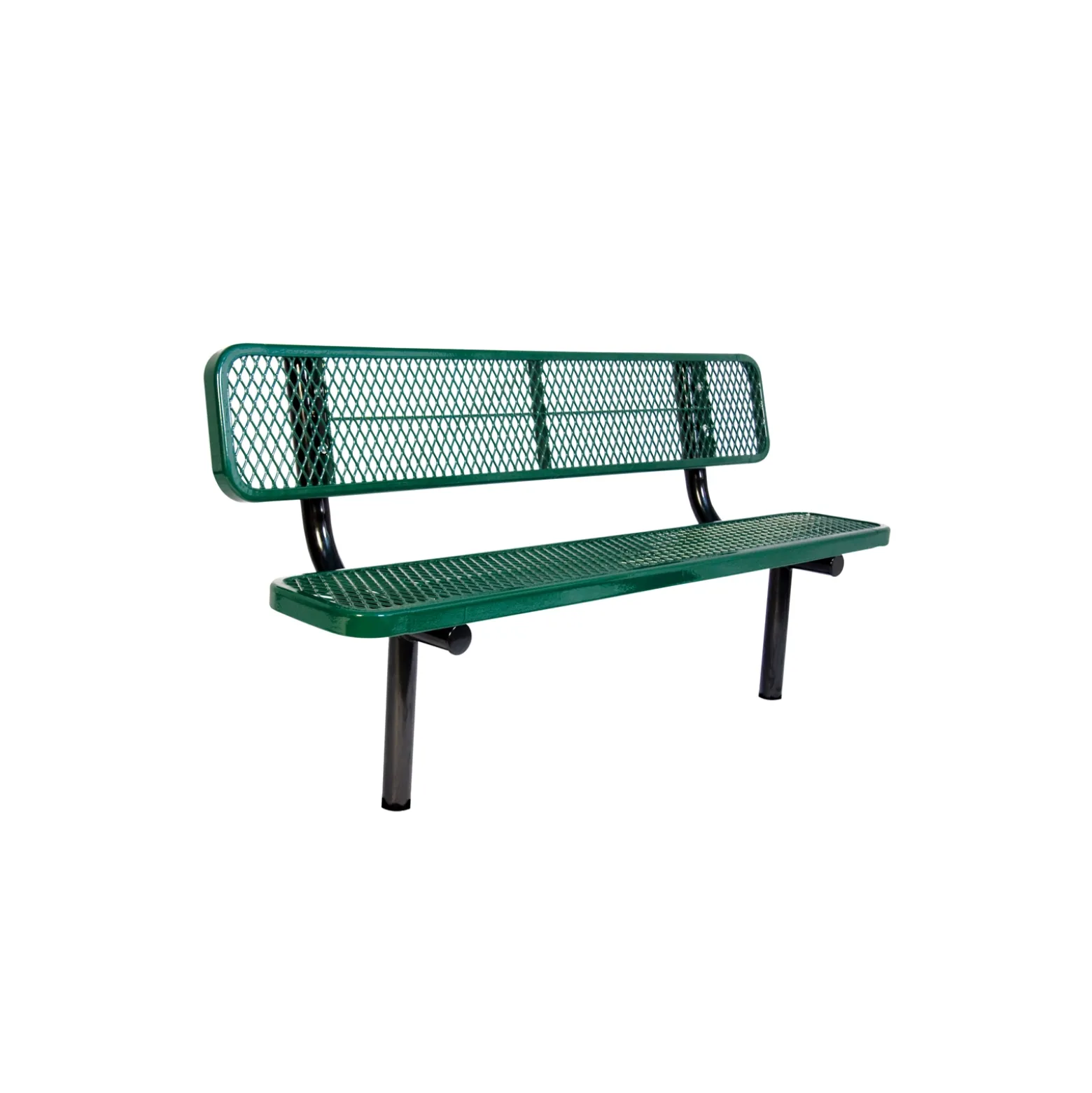 In-Ground Mount Diamond Pattern Steel Bench - 8'W