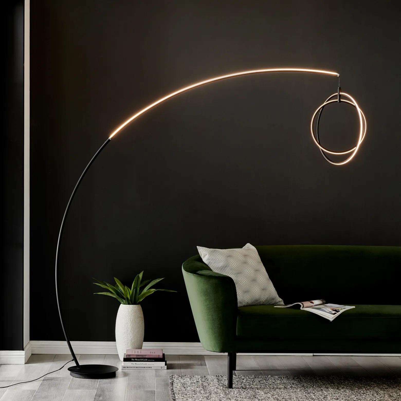 LED Modern Orb Arc Floor Lamp 83"H