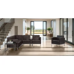 Left Facing Single Arm Faux Leather Chair for Sectional