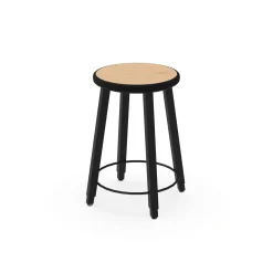 4-Legged Adjustable Square Tube Stool with Laminate Seat - 22-32H