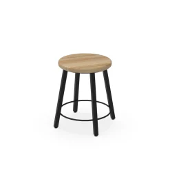 4-Legged Square Tube Stool with Hardwood Seat - 18H