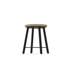 4-Legged Square Tube Stool with Hardwood Seat - 18H