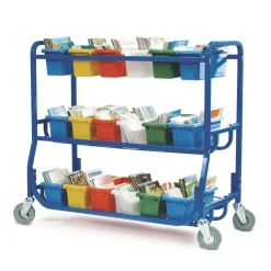 Library Cart with 18 Storage Tubs