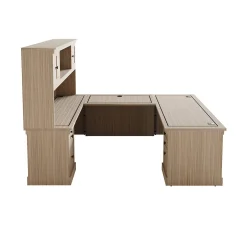 Lincoln U-Shaped Executive Desk with Left-Handed Bridge and Hutch - 66