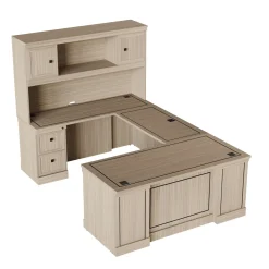 Lincoln U-Shaped Executive Desk with Left-Handed Bridge and Hutch - 66