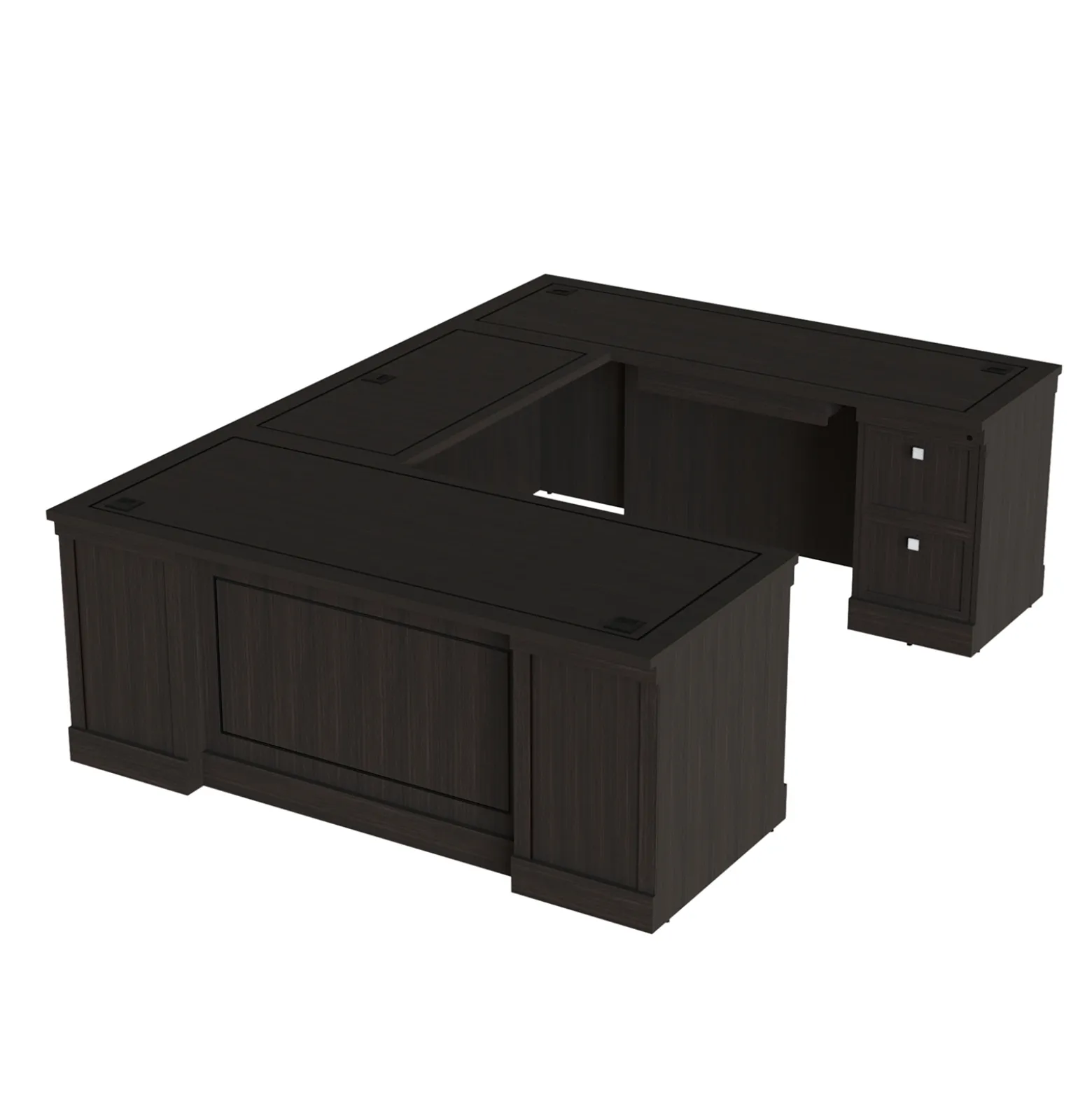 Lincoln U-Shaped Executive Desk with Right-Handed Bridge - 72"W x 99"D