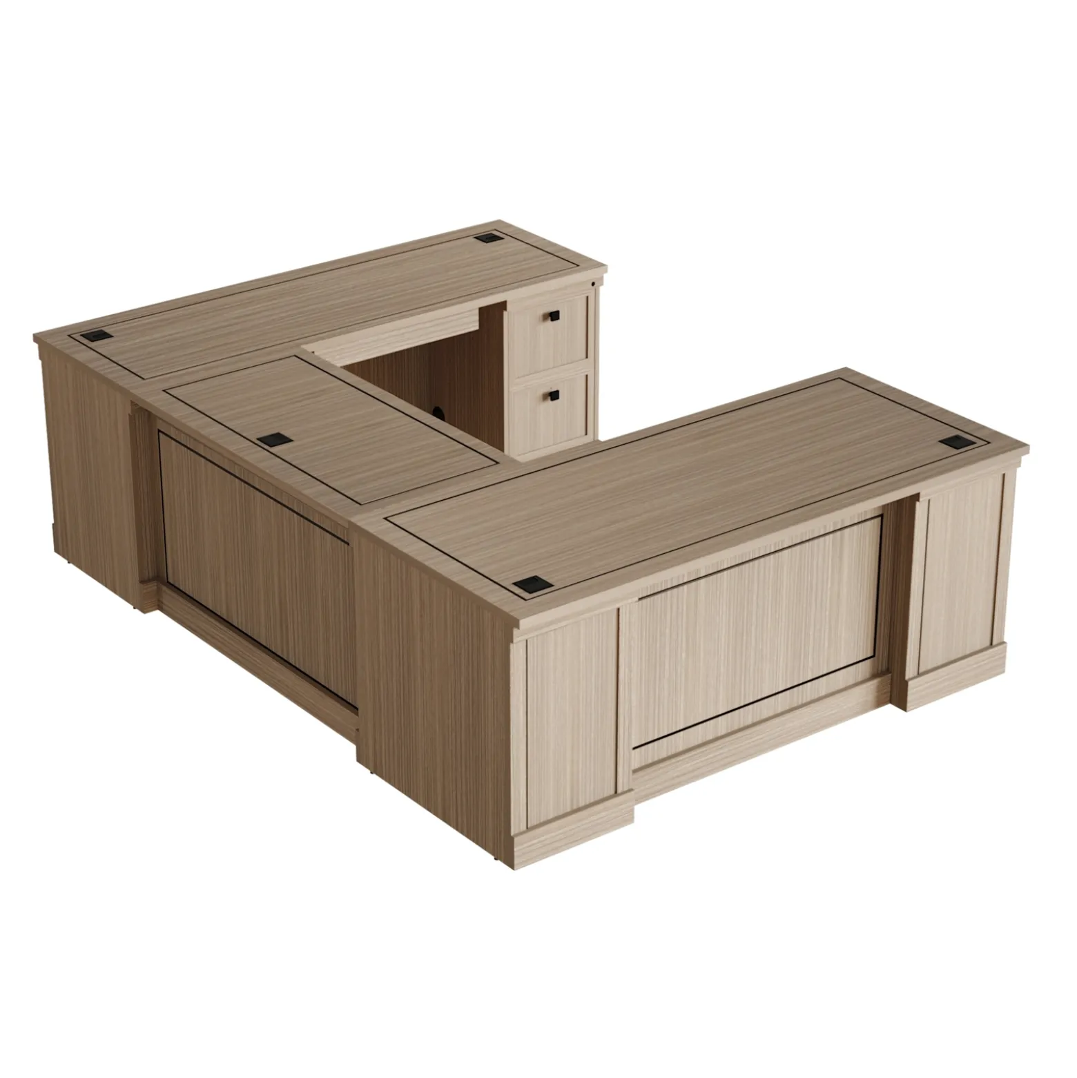 Lincoln U-Shaped Executive Desk with Right-Handed Bridge - 72"W x 99"D