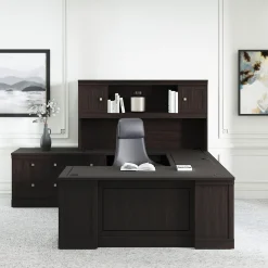 Lincoln U-Shaped Executive Desk with Left-Handed Bridge and Hutch - 72