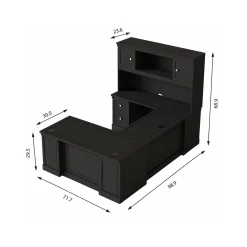Lincoln U-Shaped Executive Desk with Left-Handed Bridge and Hutch - 72