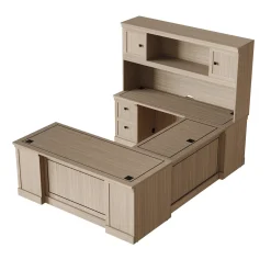 Lincoln U-Shaped Executive Desk with Left-Handed Bridge and Hutch - 72