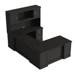 Lincoln U-Shaped Executive Desk with Right-Handed Bridge and Hutch - 66