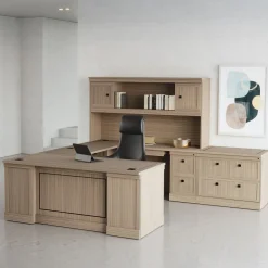 Lincoln U-Shaped Executive Desk with Right-Handed Bridge and Hutch - 66