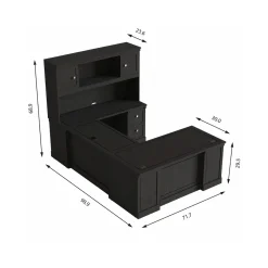 Lincoln U-Shaped Executive Desk with Right-Handed Bridge and Hutch - 72