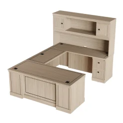 Lincoln U-Shaped Executive Desk with Right-Handed Bridge and Hutch - 72