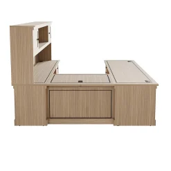 Lincoln U-Shaped Executive Desk with Right-Handed Bridge and Hutch - 72