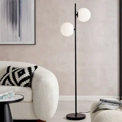 2-Lite Floor Lamp, Frosted Shade - 64"H