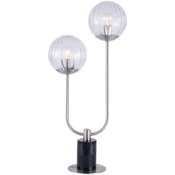 2-Lite Table Lamp, Ribbed Dome Shades - 30