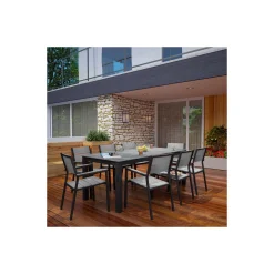 Maine Outdoor Patio Dining Table and Chair Set - 9 PC
