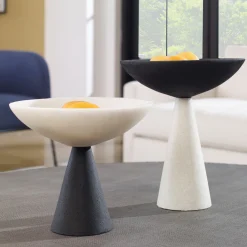Marble Pedestal Bowls, Set of Two