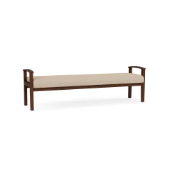 Mason Street Wood 3 Seat Bench in Premium Upholstery
