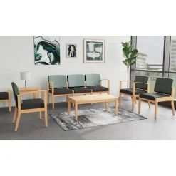 Mason Street Wood 5 Seat Sofa with Center Arms in Premium Upholstery