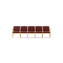 Mason Street Wood 5 Seat Sofa with Center Arms in Premium Upholstery