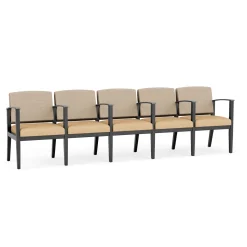 Mason Street Wood 5 Seat Sofa with Center Arms in Premium Upholstery
