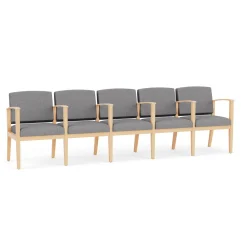 Mason Street Wood 5 Seat Sofa with Center Arms in Premium Upholstery