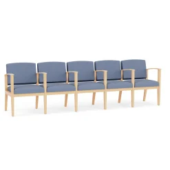 Mason Street Wood 5 Seat Sofa with Center Arms in Premium Upholstery