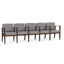 Mason Street Wood 5 Seat Sofa with Center Arms in Premium Upholstery