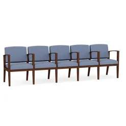 Mason Street Wood 5 Seat Sofa with Center Arms in Premium Upholstery