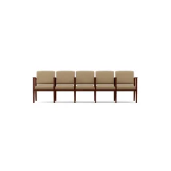 Mason Street Wood 5 Seat Sofa with Center Arms in Premium Upholstery