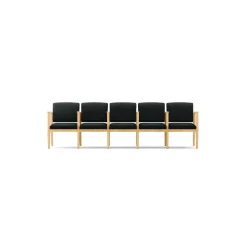 Mason Street Wood 5 Seat Sofa with Center Arms in Premium Upholstery