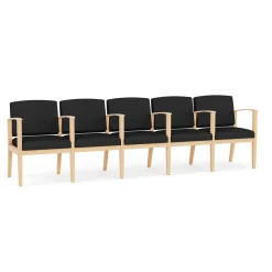 Mason Street Wood 5 Seat Sofa with Center Arms in Standard Upholstery
