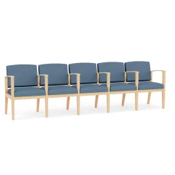 Mason Street Wood 5 Seat Sofa with Center Arms in Standard Upholstery