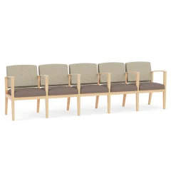 Mason Street Wood 5 Seat Sofa with Center Arms in Standard Upholstery