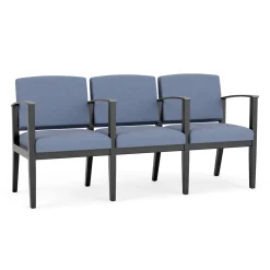 Mason Street Wood 3 Seat Sofa with Center Arms in Premium Upholstery