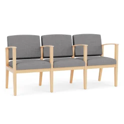 Mason Street Wood 3 Seat Sofa with Center Arms in Premium Upholstery