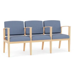 Mason Street Wood 3 Seat Sofa with Center Arms in Premium Upholstery