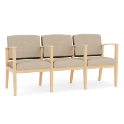 Mason Street Wood 3 Seat Sofa with Center Arms in Premium Upholstery