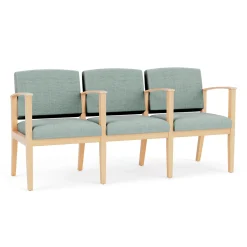 Mason Street Wood 3 Seat Sofa with Center Arms in Premium Upholstery